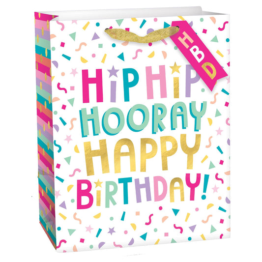 Hip Hip Hooray Birthday Medium Bag w/ hang tag 1 ct.