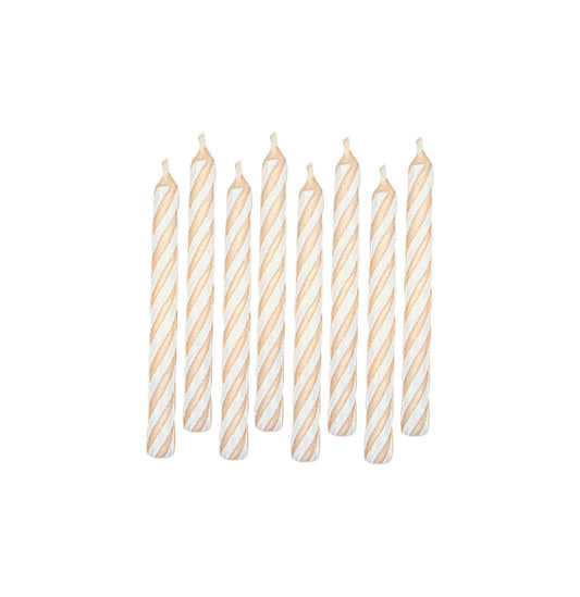 White Candy Stripe Spiral Candles 24Pcs