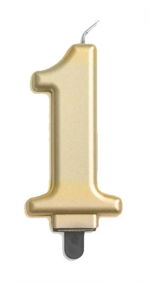 Gold Birthday Cake Wax Candles Number 1