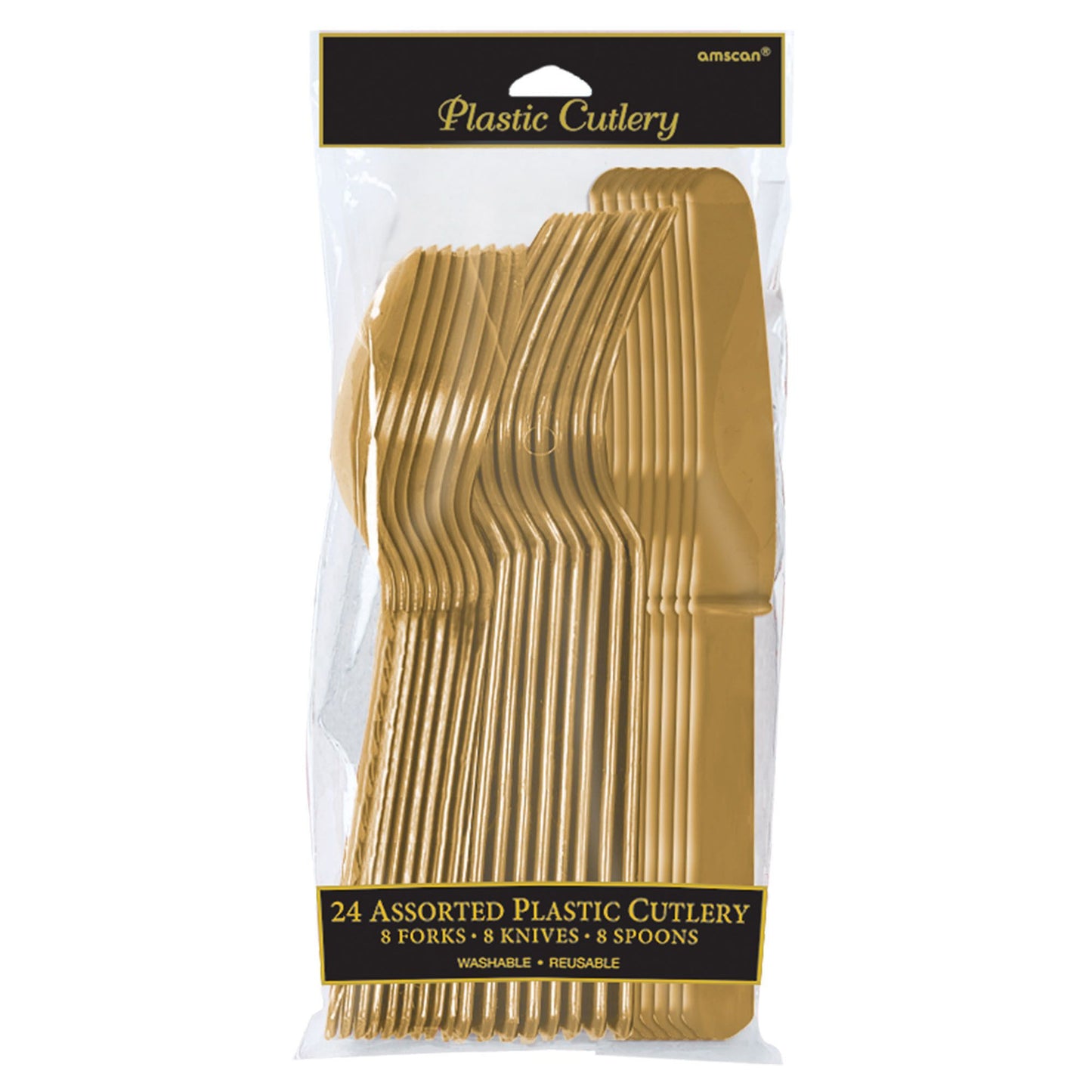 Assorted Plastic Cutlery, 24 Ct. - Gold  Party Place