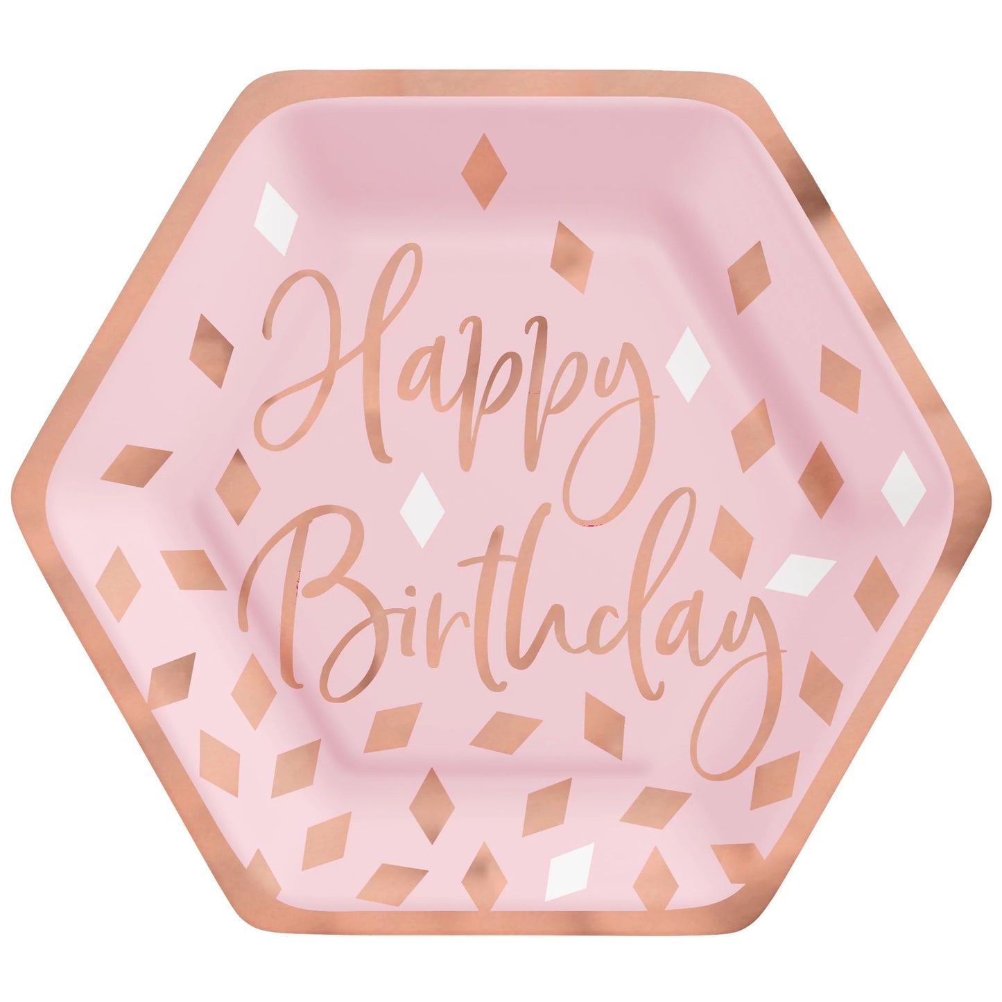 Blush Birthday 7" Hexagon Plate Metallic 8Pcs