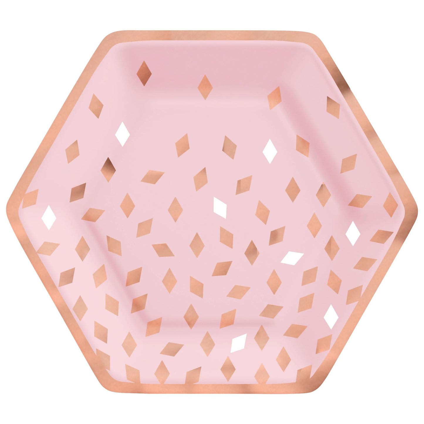 Blush Birthday 9" Hexagon Plate Metallic 8Pcs