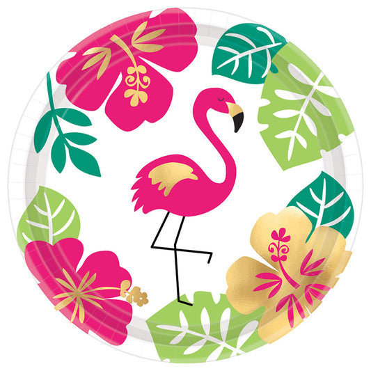 Aloha Round Metallic Round Plates, 7"