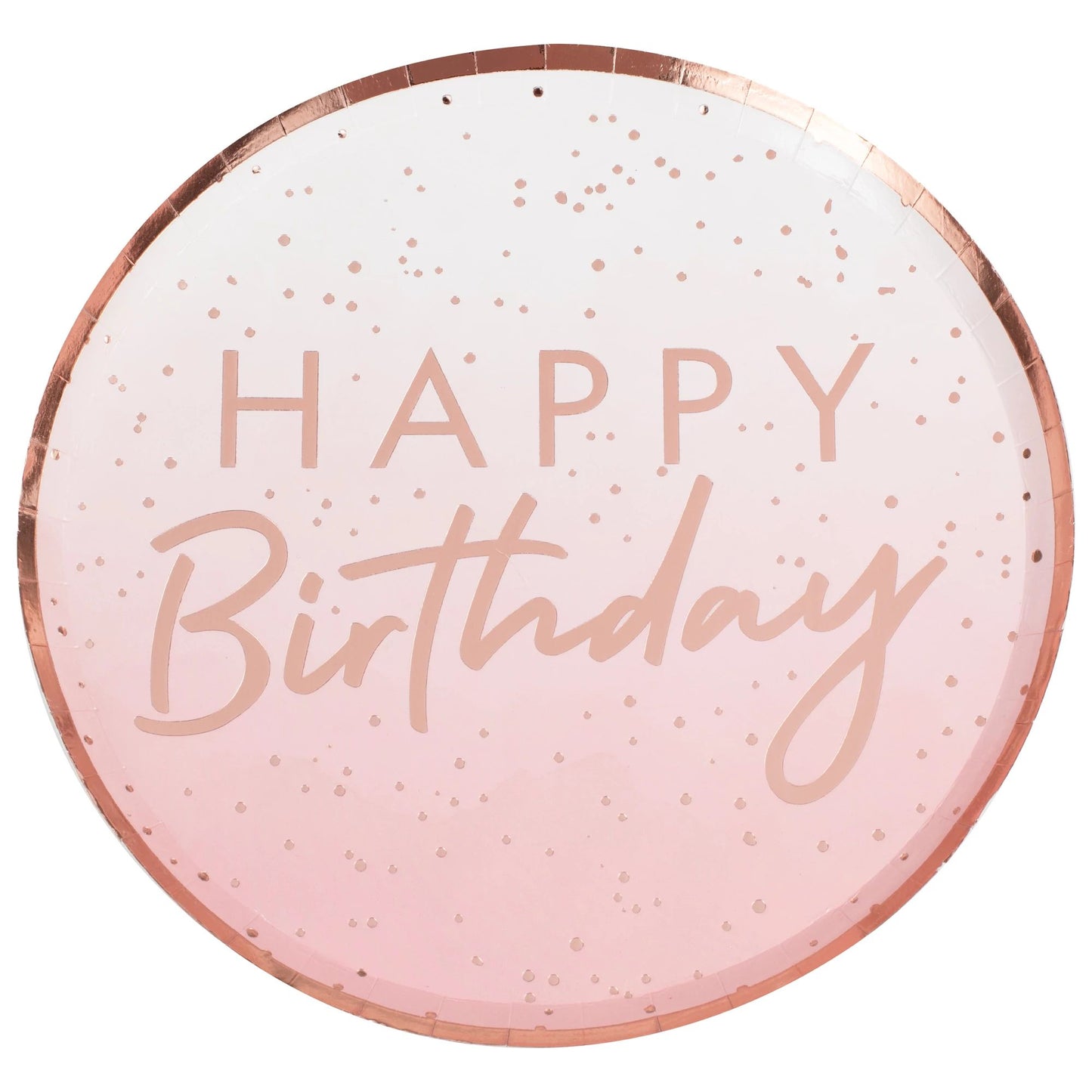 Happy Birthday Rose Gold Plates 10Inc 8ct