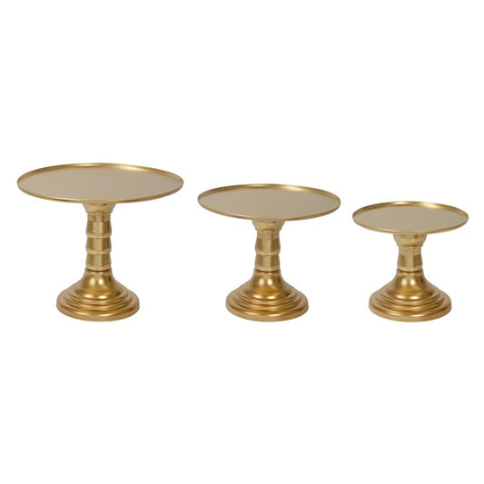 PLASTIC CAKE STAND PEDESTALS 3PC/SET GOLD Party Place Miami