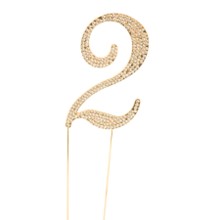 RHINESTONE CAKE TOPPER "2" GOLD Party Place Miami