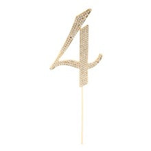 RHINESTONE CAKE TOPPER "4" GOLD Party Place Miami