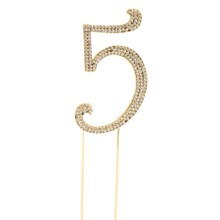 RHINESTONE CAKE TOPPER "5" GOLD Party Place Miami