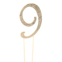 RHINESTONE CAKE TOPPER "9" GOLD Party Place Miami