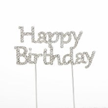 RHINESTONE CAKE TOPPER "HAPPY BIRTHDAY" Silver Party Place Miami