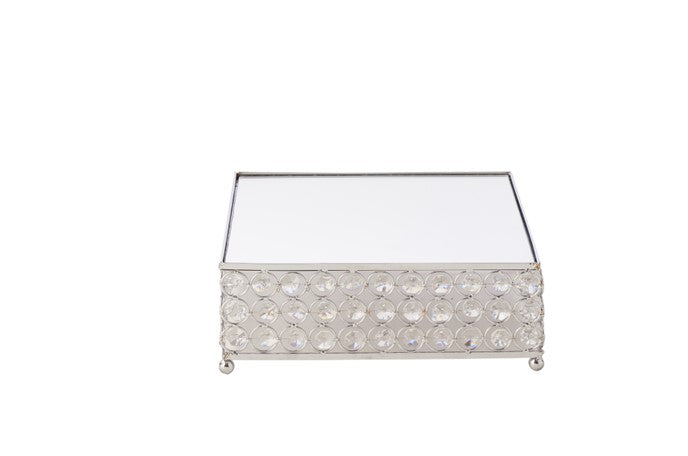 SQUARE CRYSTAL CAKE STAND 10Inc SILVER Party Place Miami