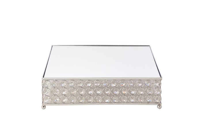 SQUARE CRYSTAL CAKE STAND 12Inc SILVER Party Place Miami