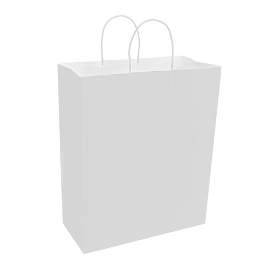 PAPER BAGS WITH HANDLES FOR FAVORS & GIFTS 16Inc 12Pcs WHITE Party Place Miami