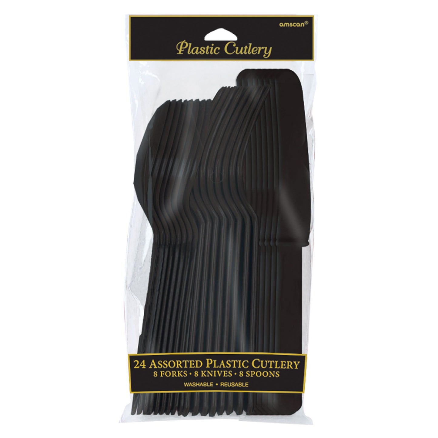 Assorted Plastic Cutlery, 24 Ct. - Jet Black Party Place