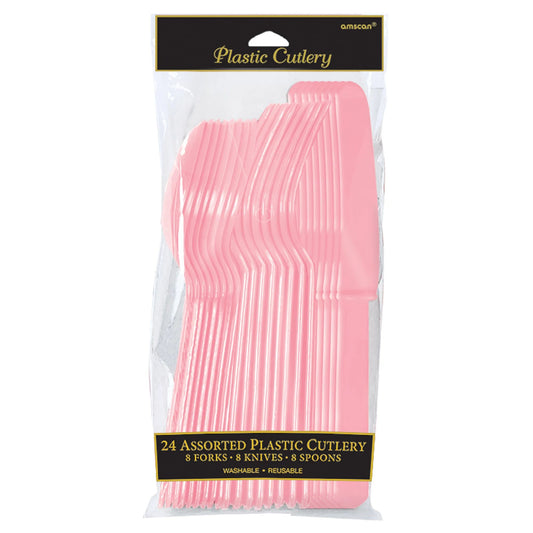 Assorted Plastic Cutlery, 24 Ct. - Pink Party Place