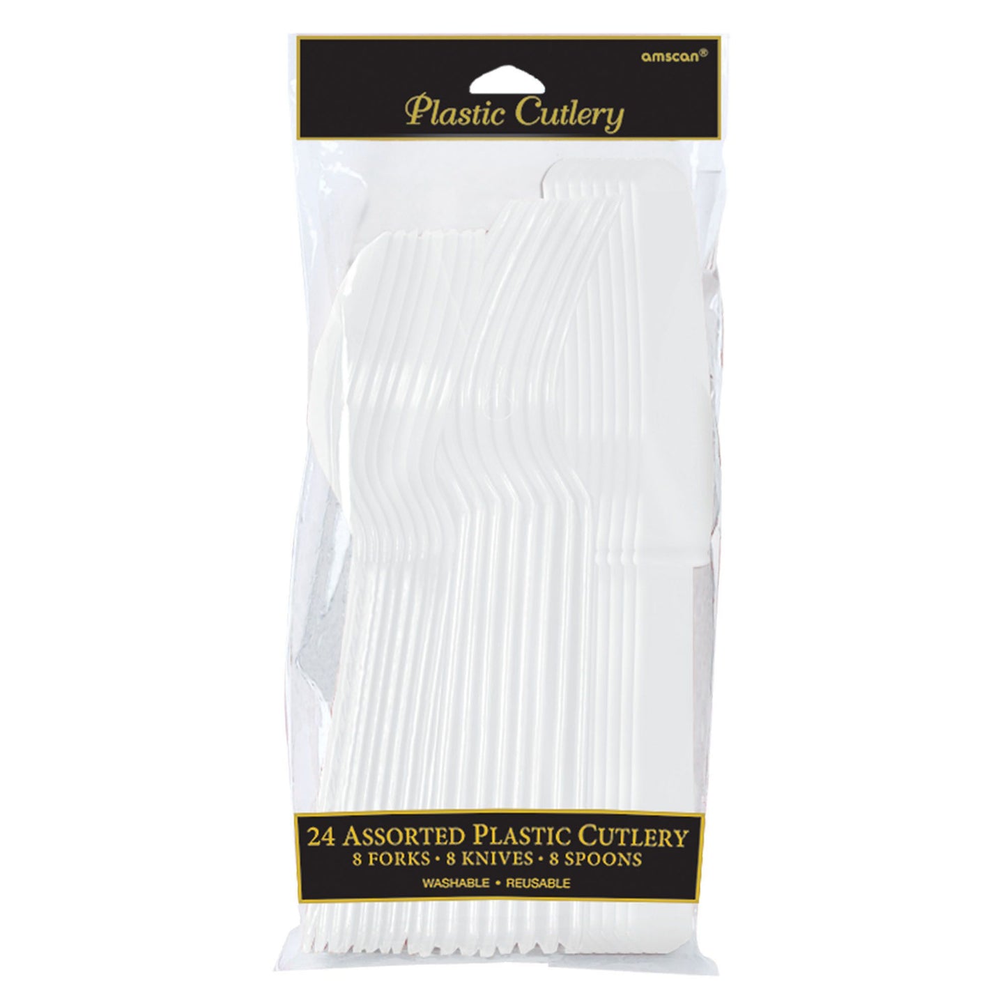 Assorted Plastic Cutlery, 24 Ct. - Frosty White  Party Place