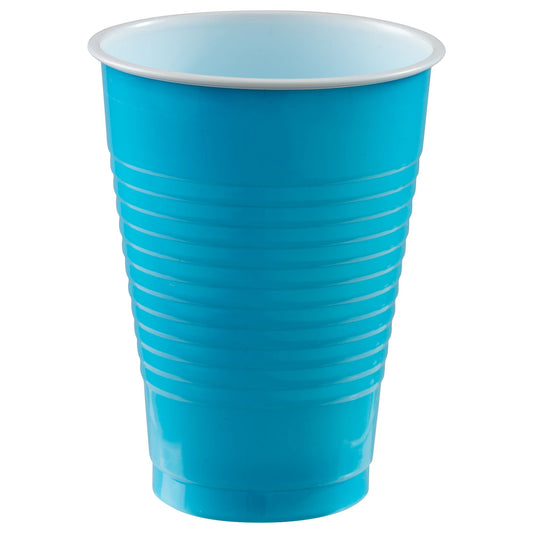 12 Oz. Plastic Cups, High 50Ct. - Caribbean Blue - PartyPlace