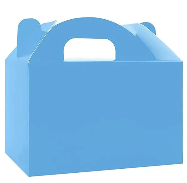 Baby Blue Paper Treat Boxes with Handle 12 pcs