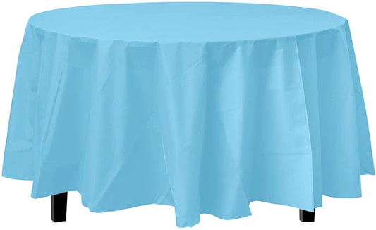 Round Plastic Baby Blue Tablecloth 84Inc