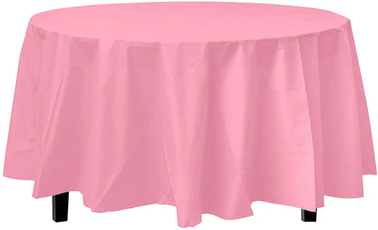 Round Plastic Baby Pink Tablecloth 84Inc