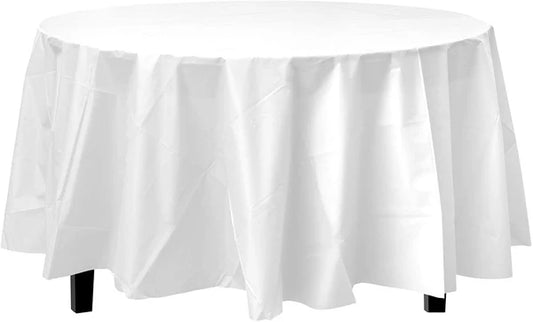 Round Plastic White Tablecloth 84Inc