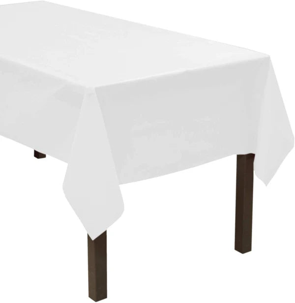 Heavy Duty Plastic Tablecovers White 54Inc x 108Inc