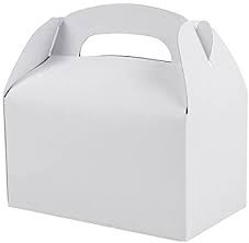 White Paper Treat Boxes with Handle 12 pcs